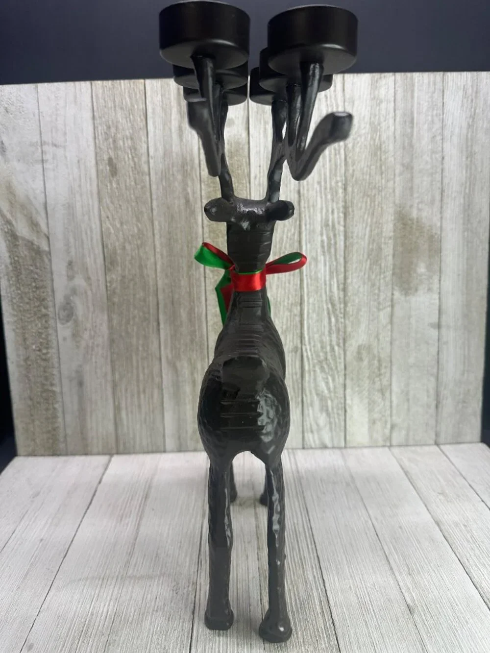 Vtg Christmas Metal Reindeer Votive Tealight Candle Holder Holiday 13.5